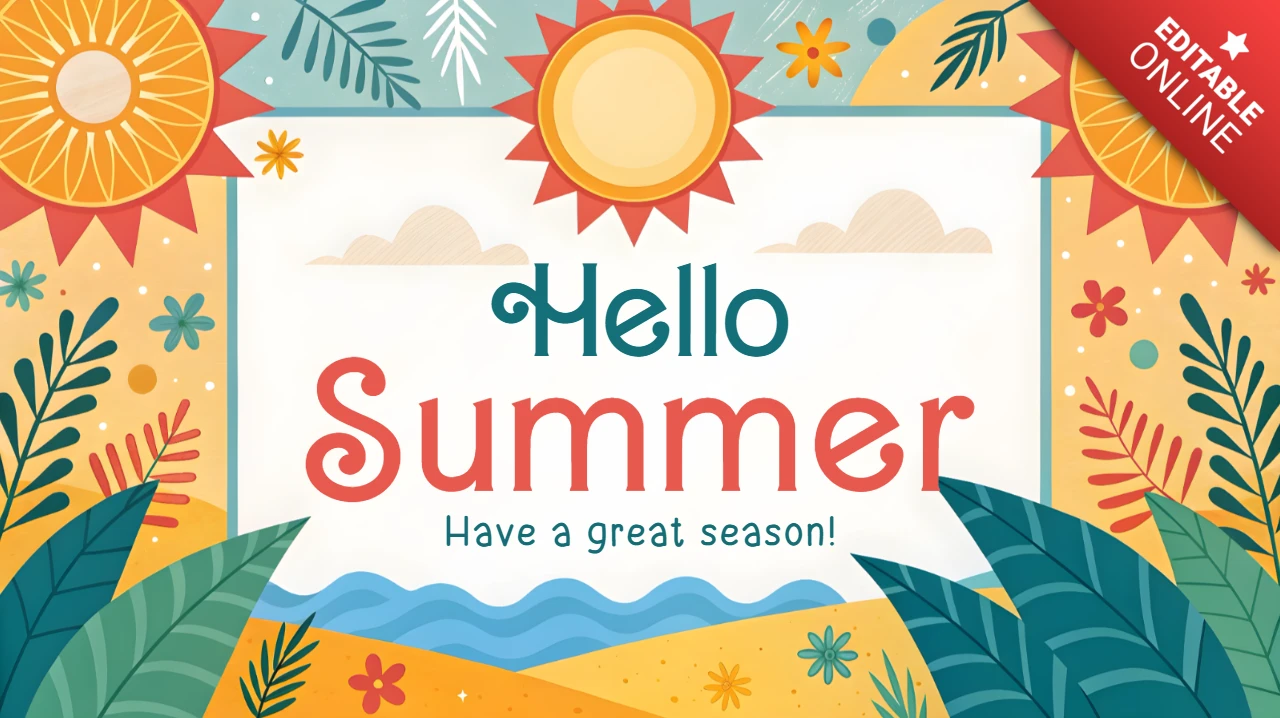 Vibrant Summer Greeting Card Design Template for Seasonal Celebrations