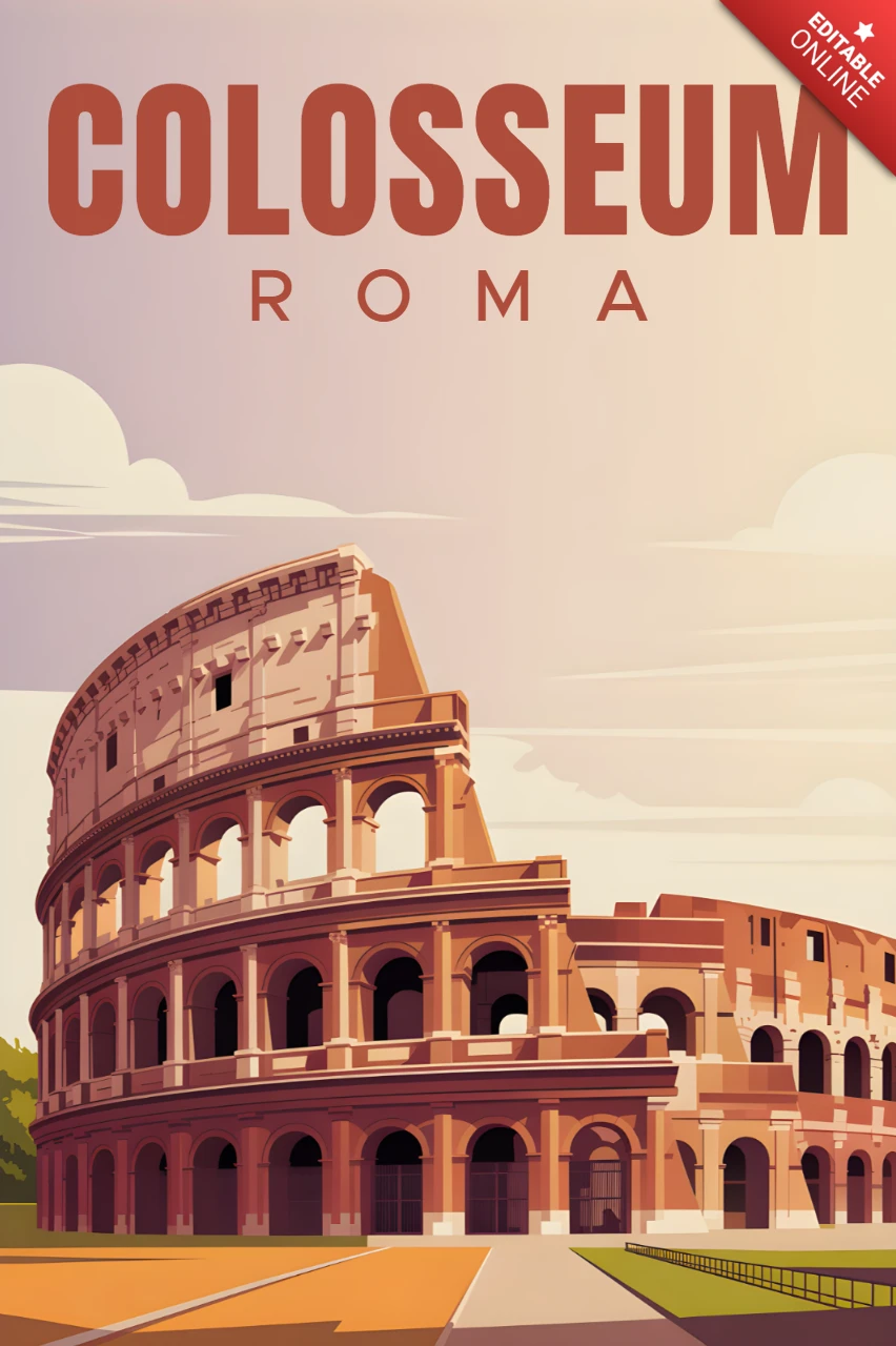 Colosseum Retro-Design-Vorlage für Reiseposter
