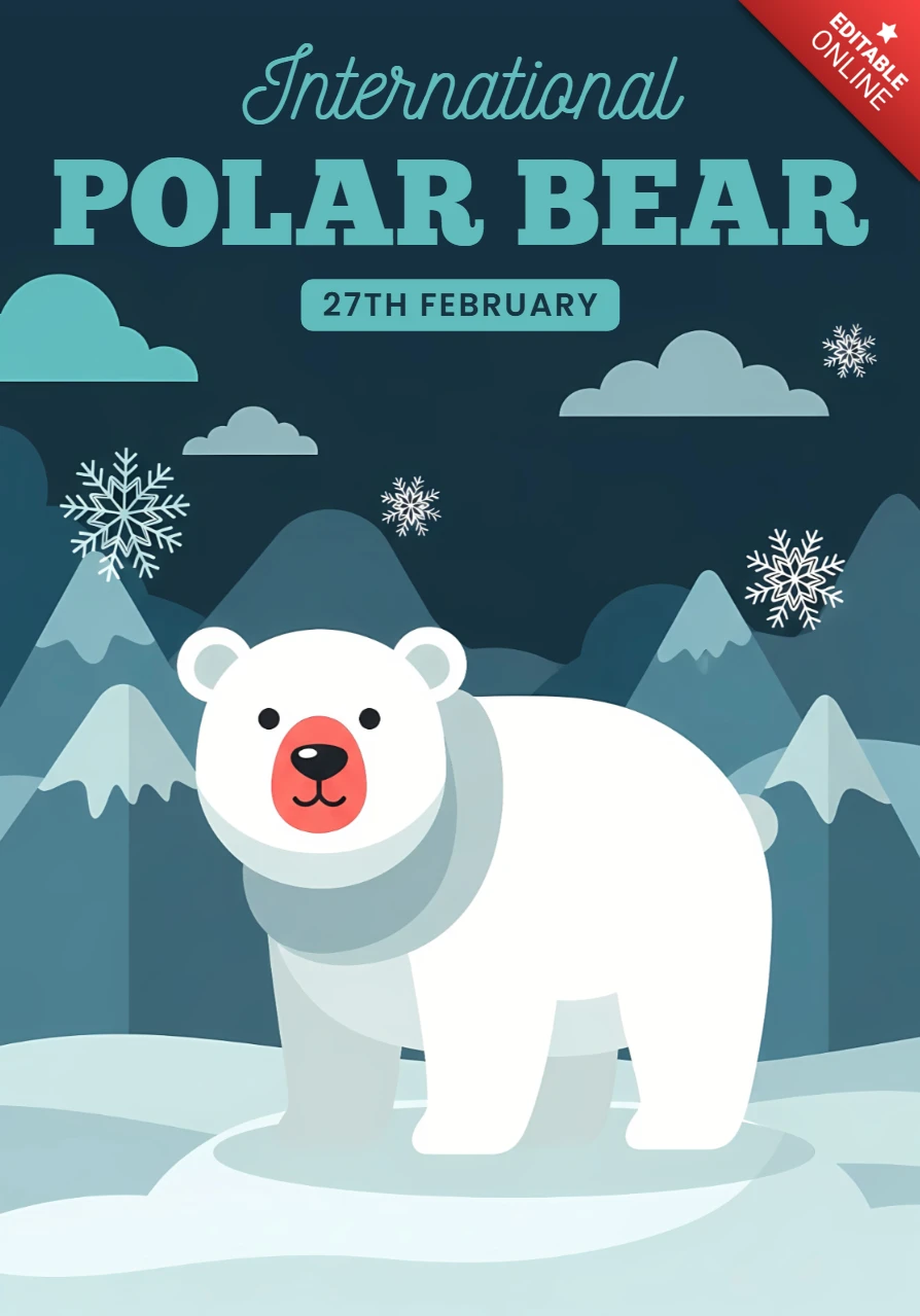 Template de ilustração de urso polar para design do dia internacional