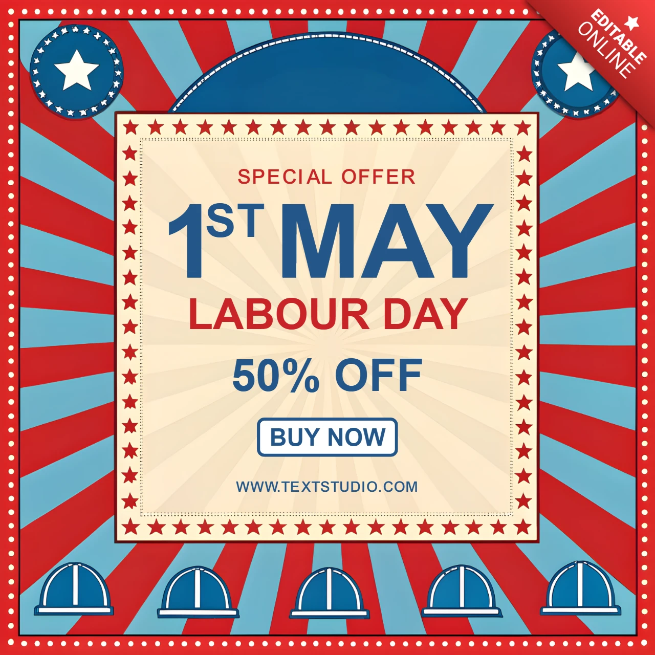 Vintage Circus Style Labour Day Sale Template Design