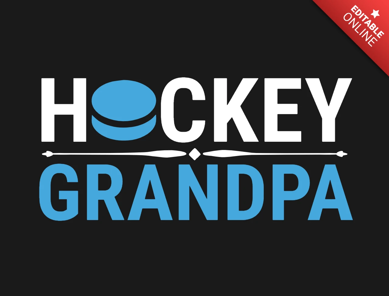 Hockey Grandpa and Puck Sports T-Shirt Design Template