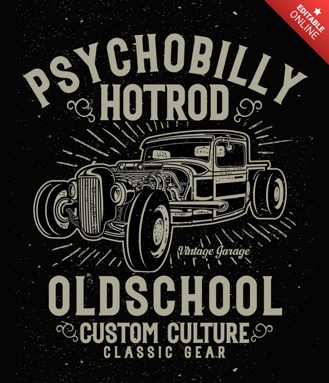 Rockabilly hot rod vintage plantilla de camiseta