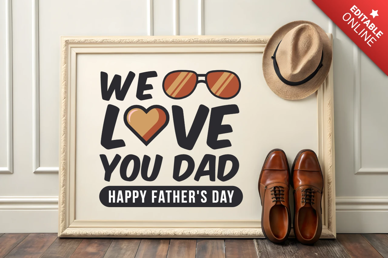 Father's Day Love Design Template with Sunglasses and Heart