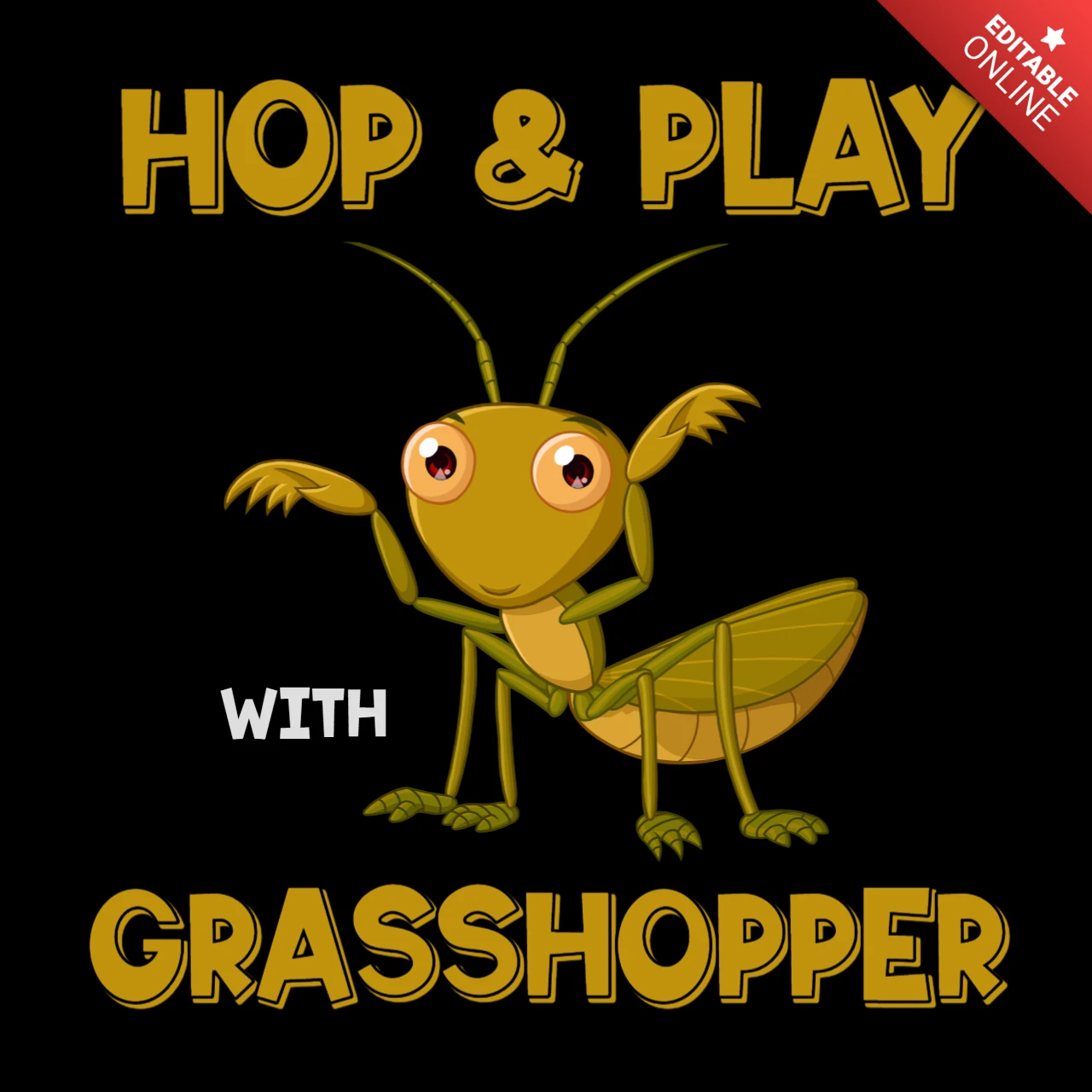 Hop & play saltamontes plantilla de diseño para niños