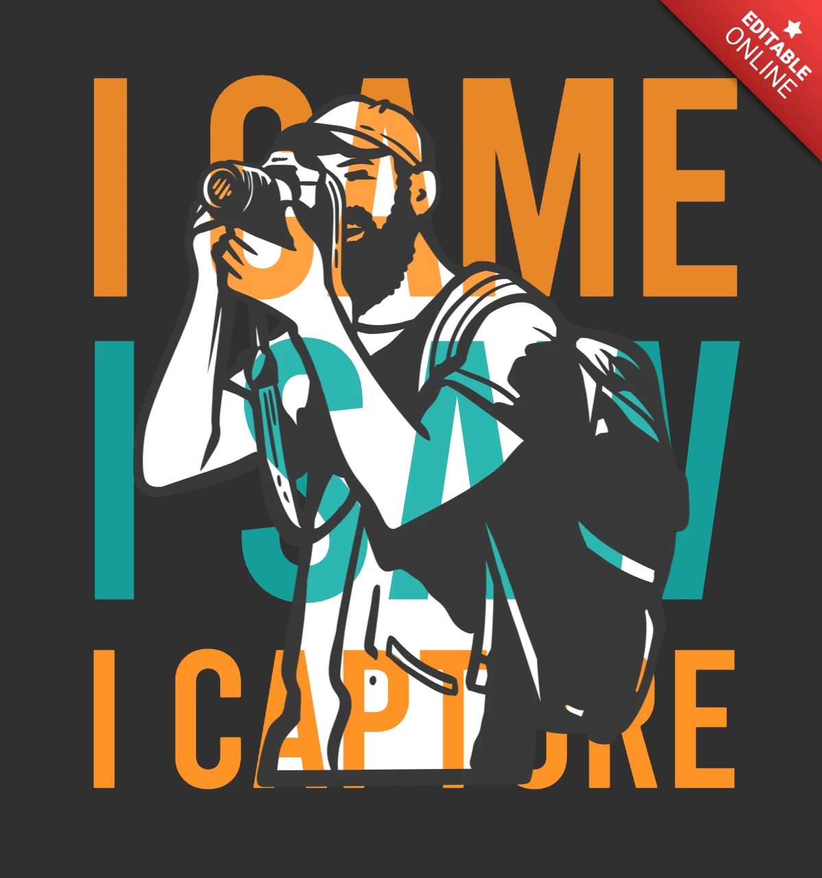 Camera Man Taking Photos Vintage T-shirt Design Template