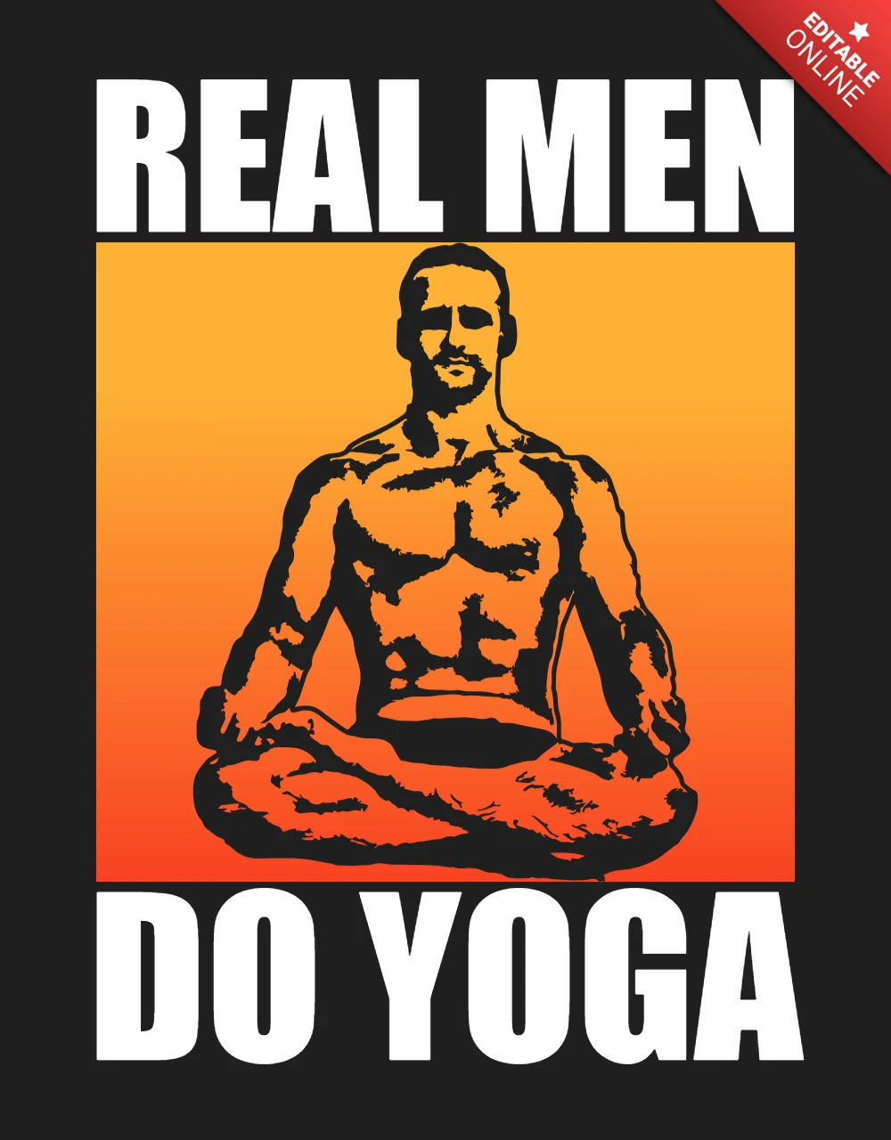 Echte mannen doen yoga t-shirt ontwerpsjabloon