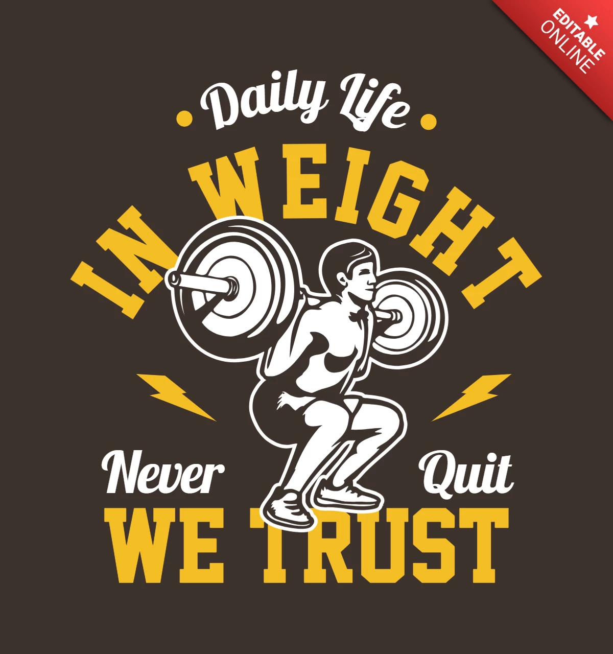 Gewichtheffer doet gewichtheffen vintage t-shirt ontwerpsjabloon