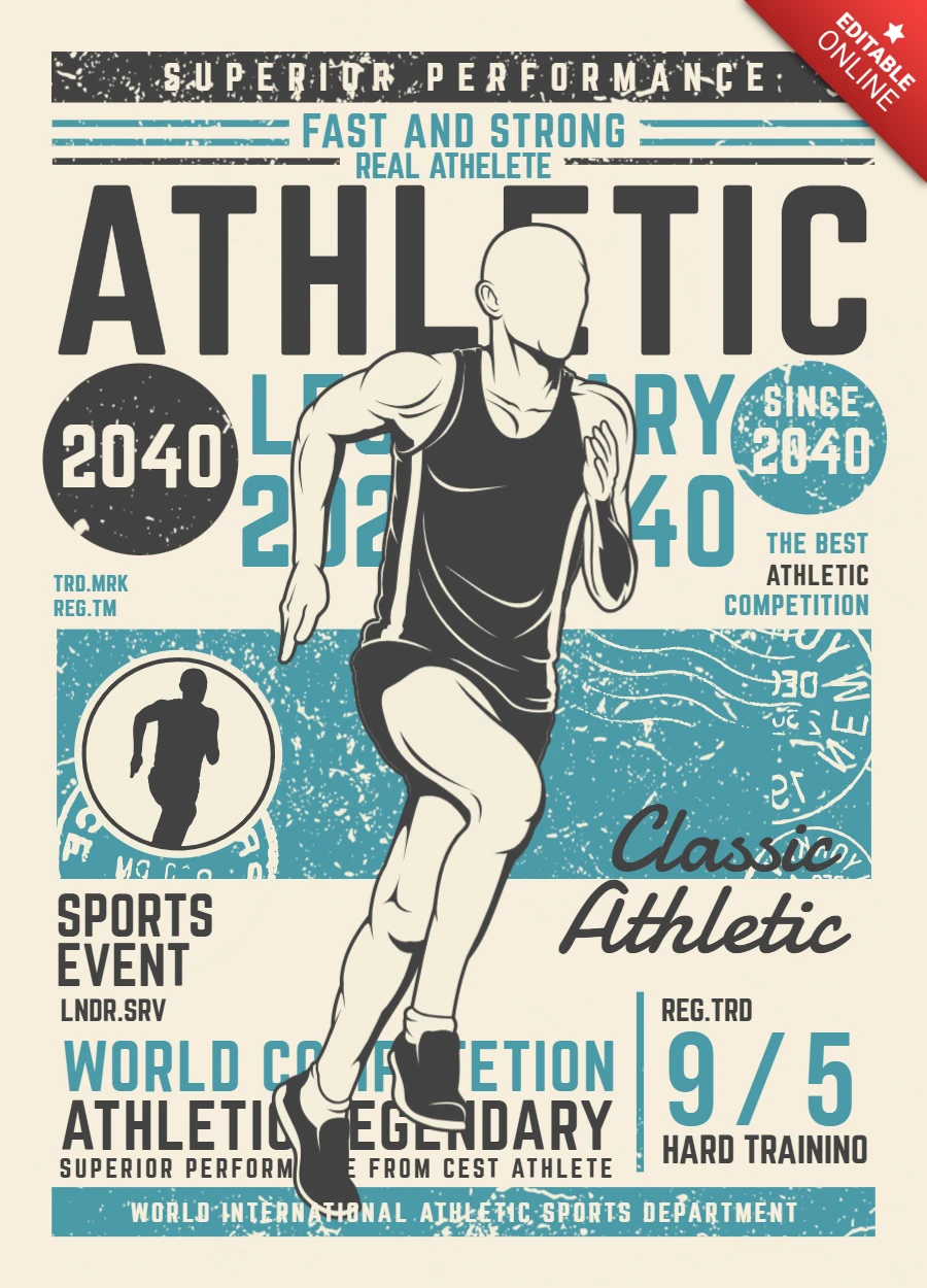 Athletic Vintage T-shirt Design Template