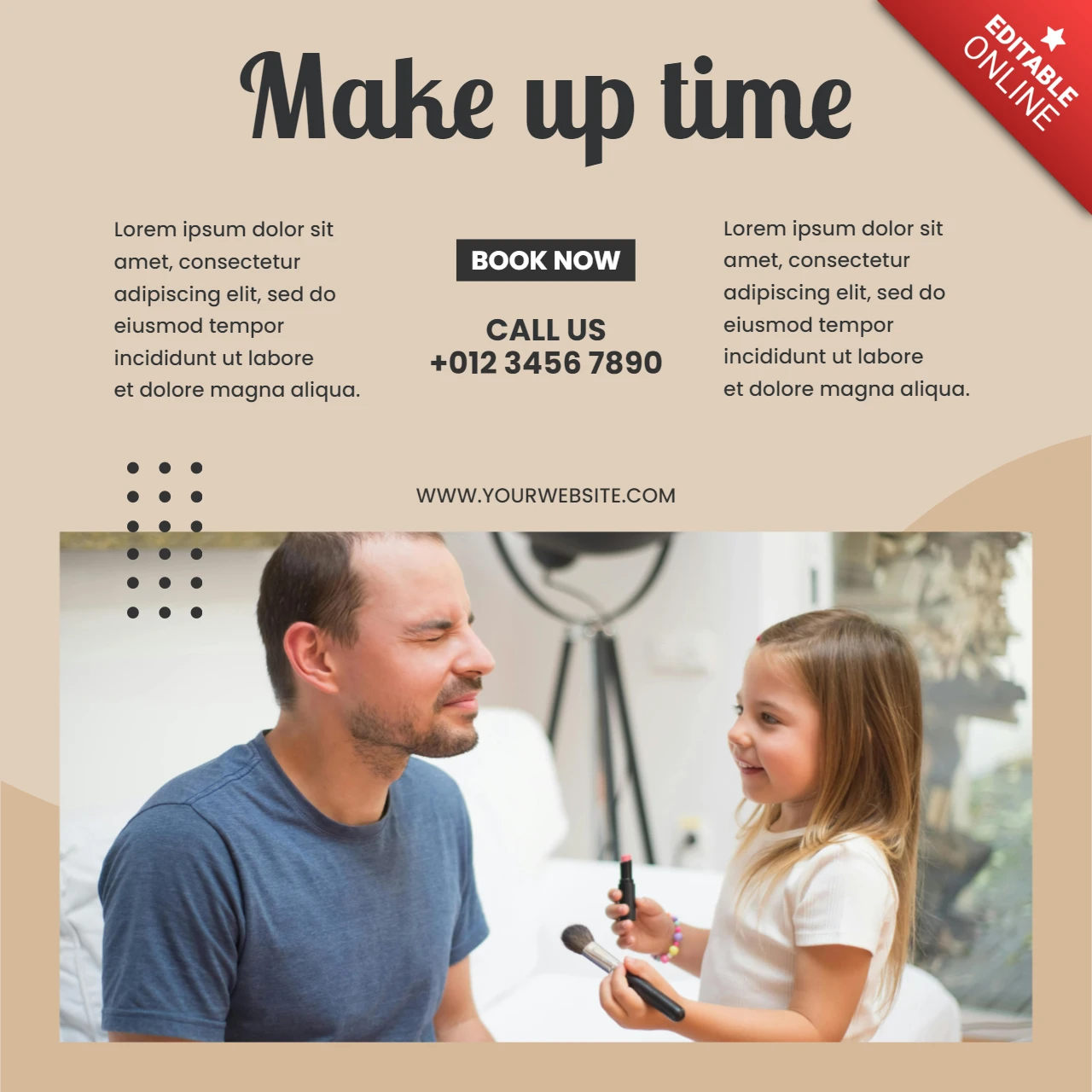 Tweekleurig beige huidverzorgingsreclame social media post ontwerp