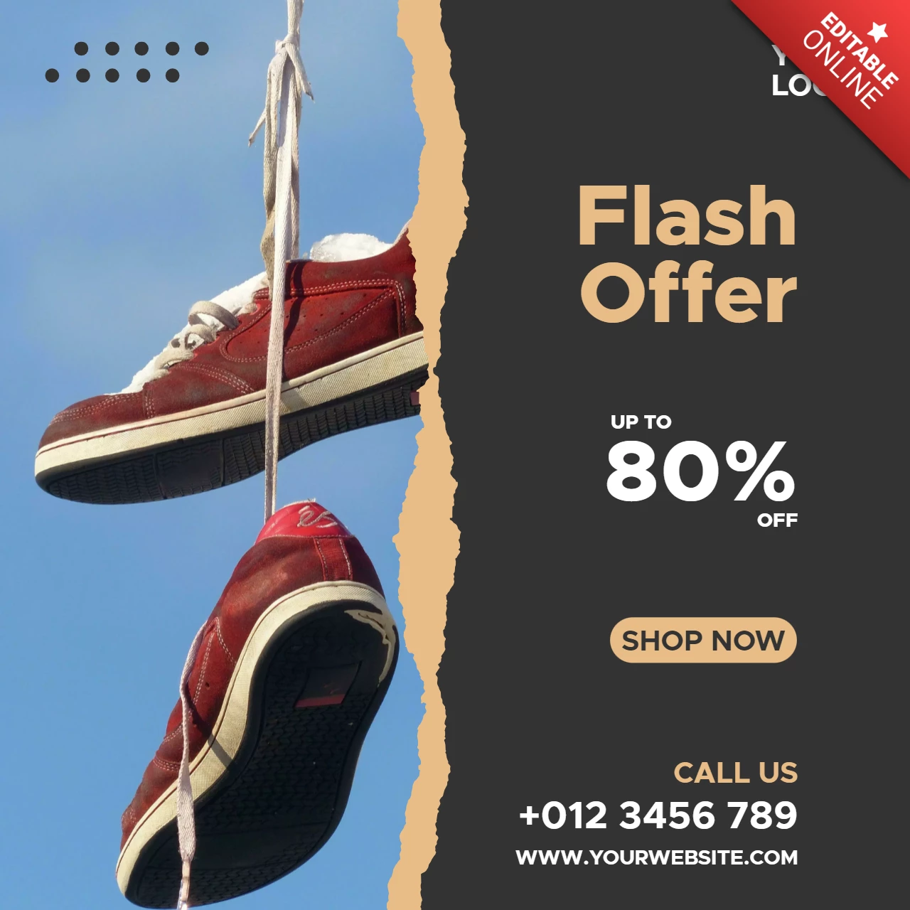Flash Sale Banner For Instagram Post Template Design