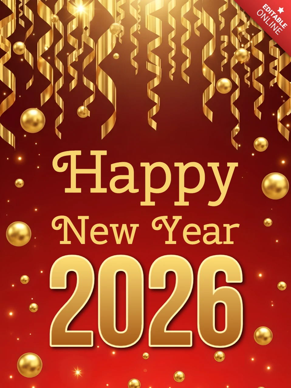 New Year Celebration Template with Gold Confetti Design for Festive Greeting Cards
