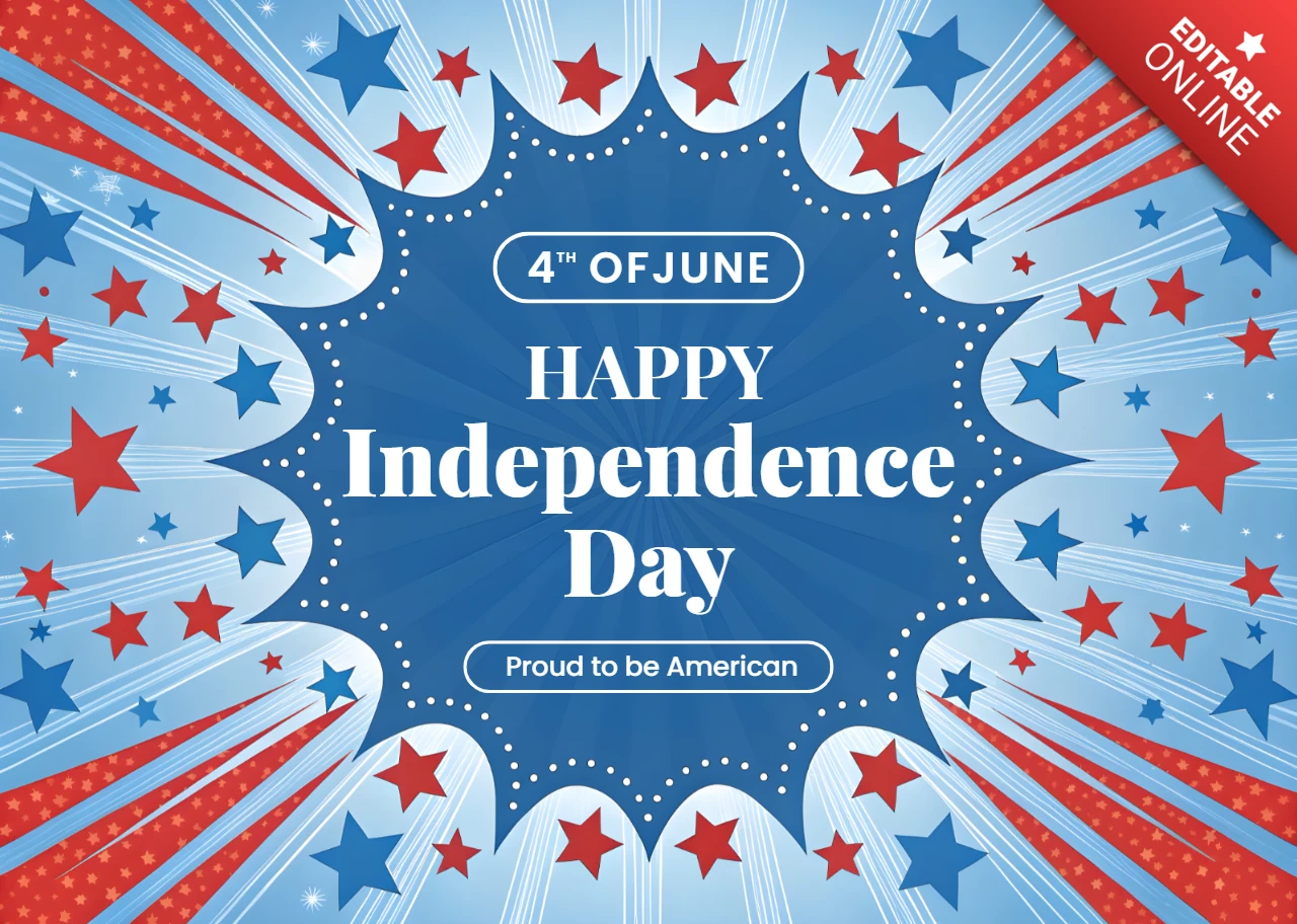 USA Independence Day Celebration Template with Comic Style Design