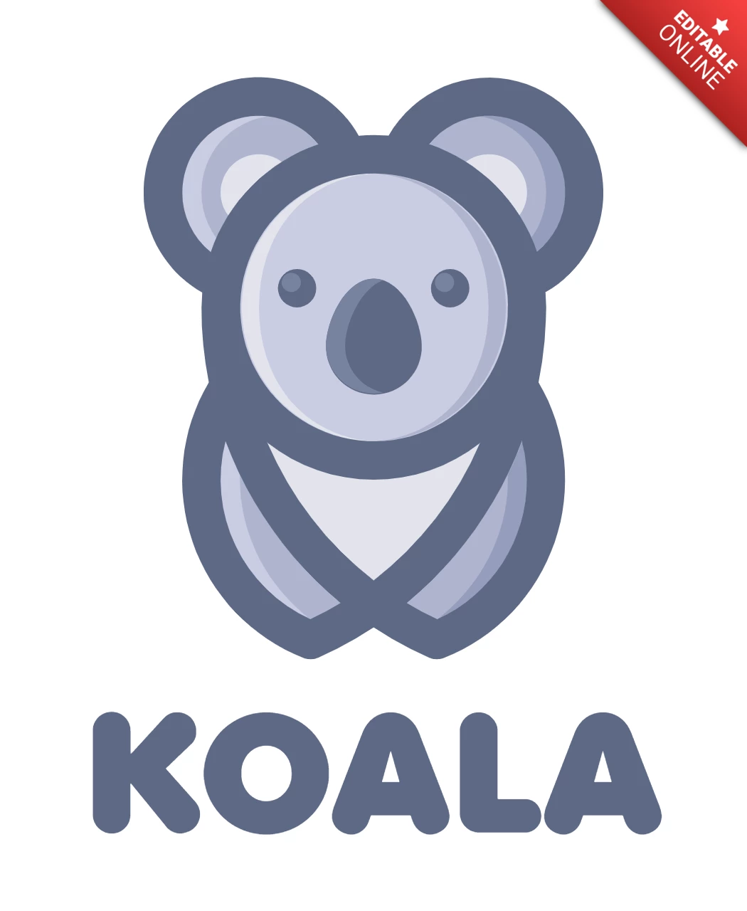 Grey Koala Logo Design Template