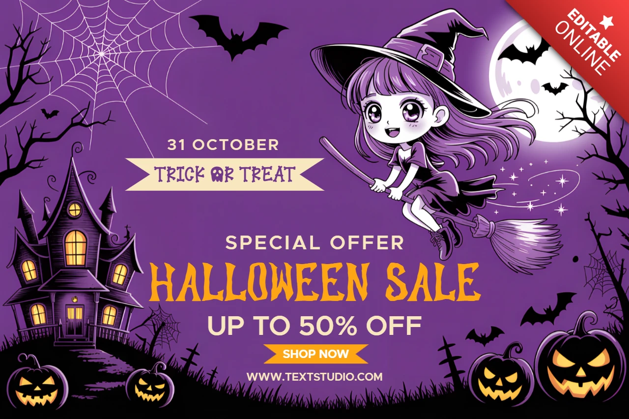 Verspieltes Halloween-Designvorlage für gruselige Verkaufsflyer