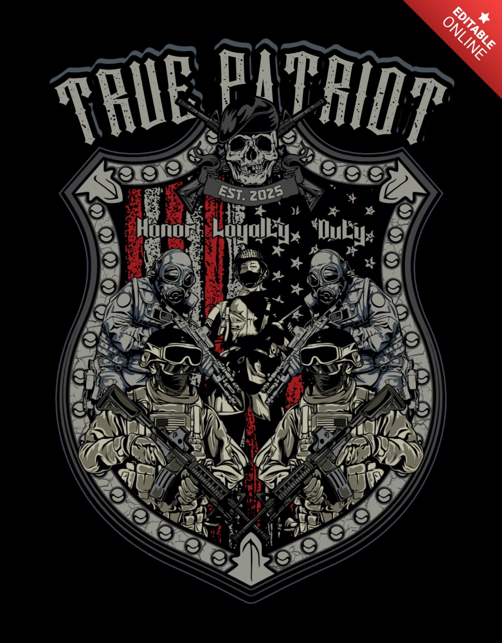 Modelo de design de camiseta do verdadeiro patriota