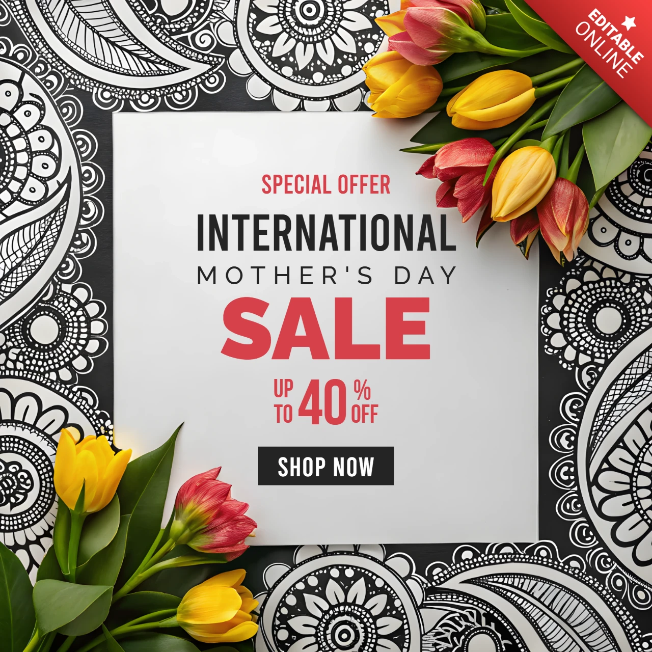 Boho floral design Vorlage für internationalen Muttertag Verkauf