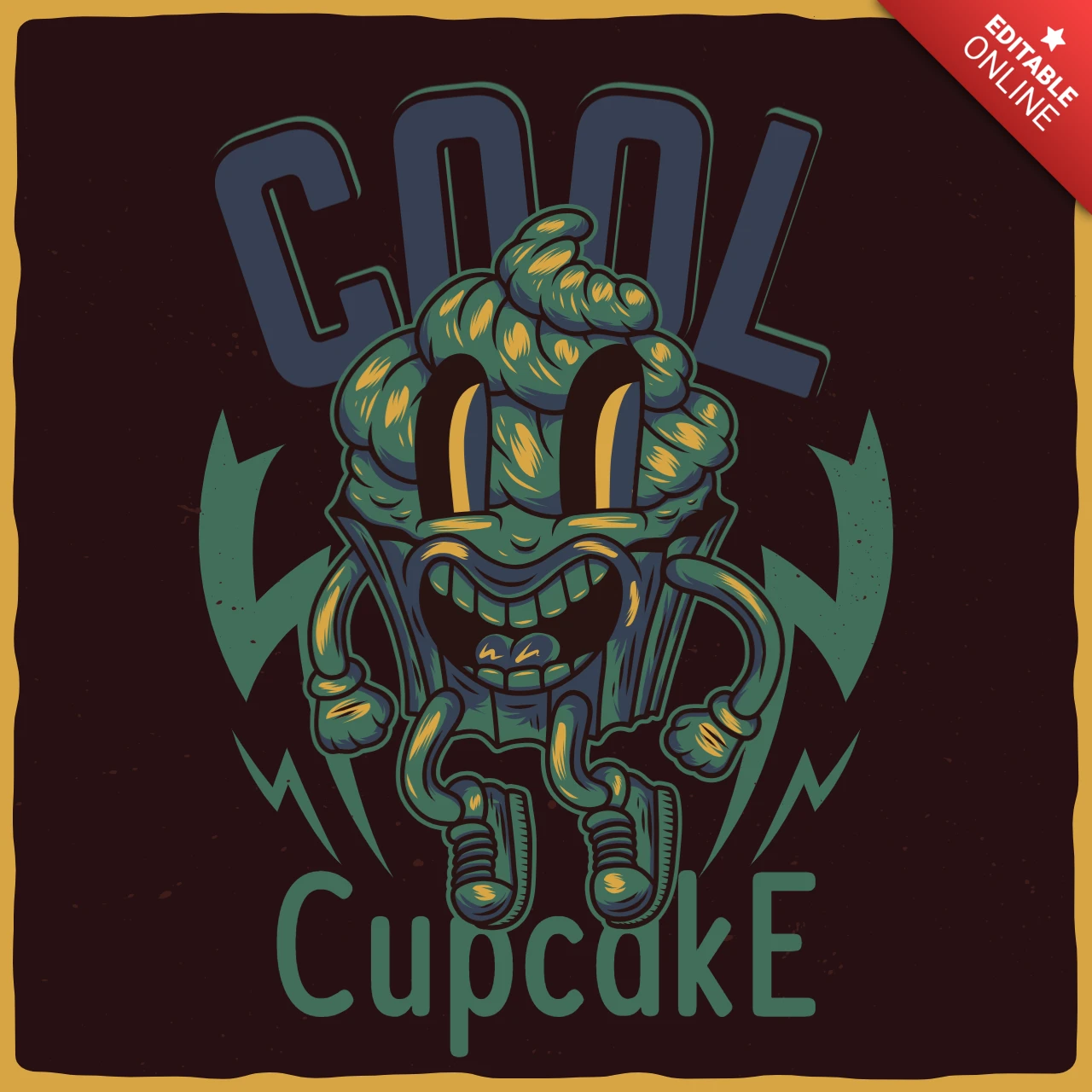 T-shirt de dessin animé avec un monstre de cupcake bizarre