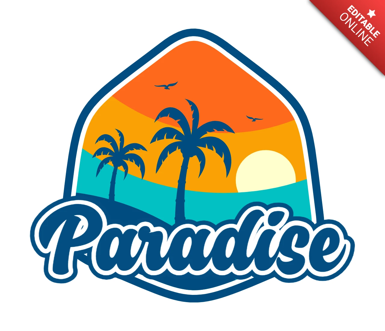 Modelo de design de logotipo vintage Paradise