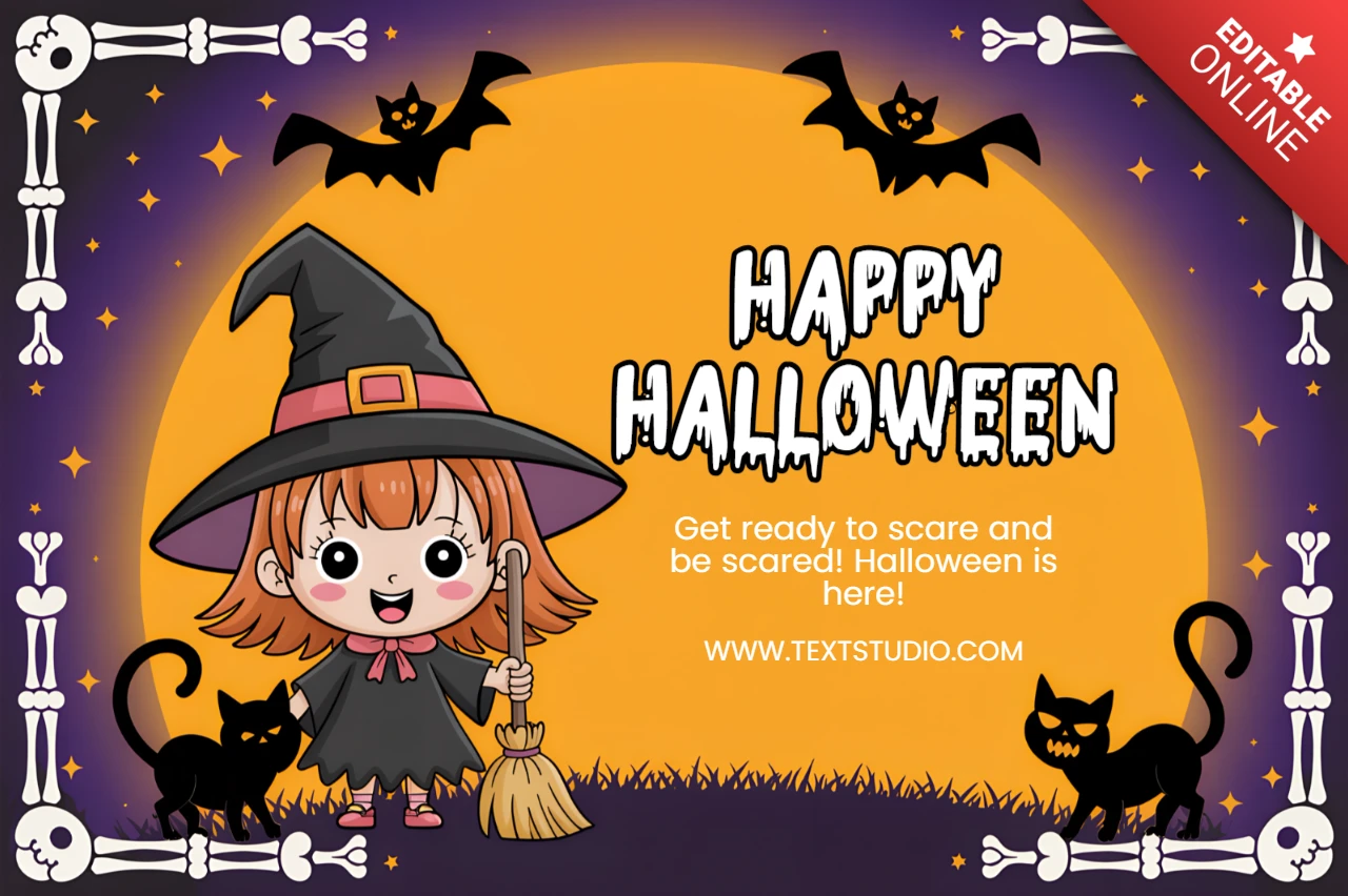 Speelse halloween ontwerpsjabloon voor kinderfeestuitnodigingen