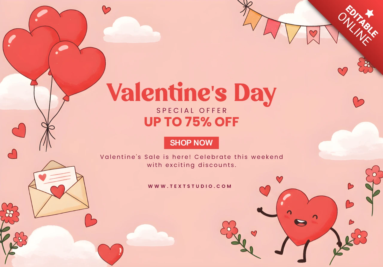 Valentijnsdag verkoopsjabloon - bewerkbaar ontwerp voor speciale aanbiedingen
