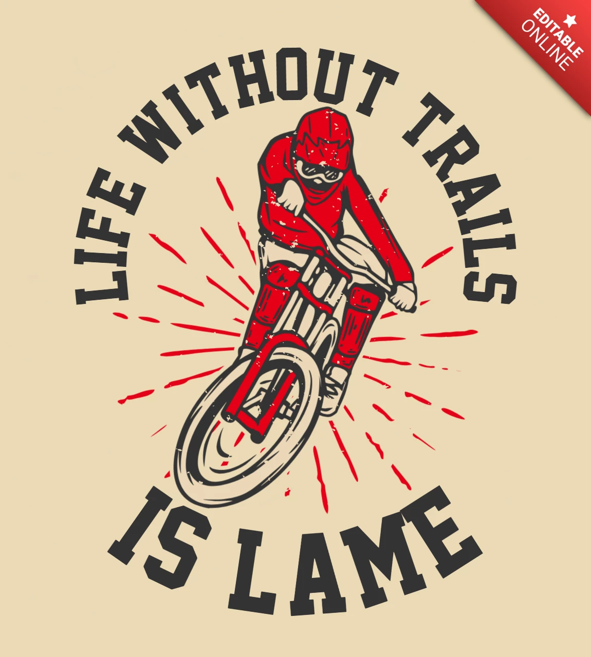 Modello di design t-shirt vintage per mountain biker