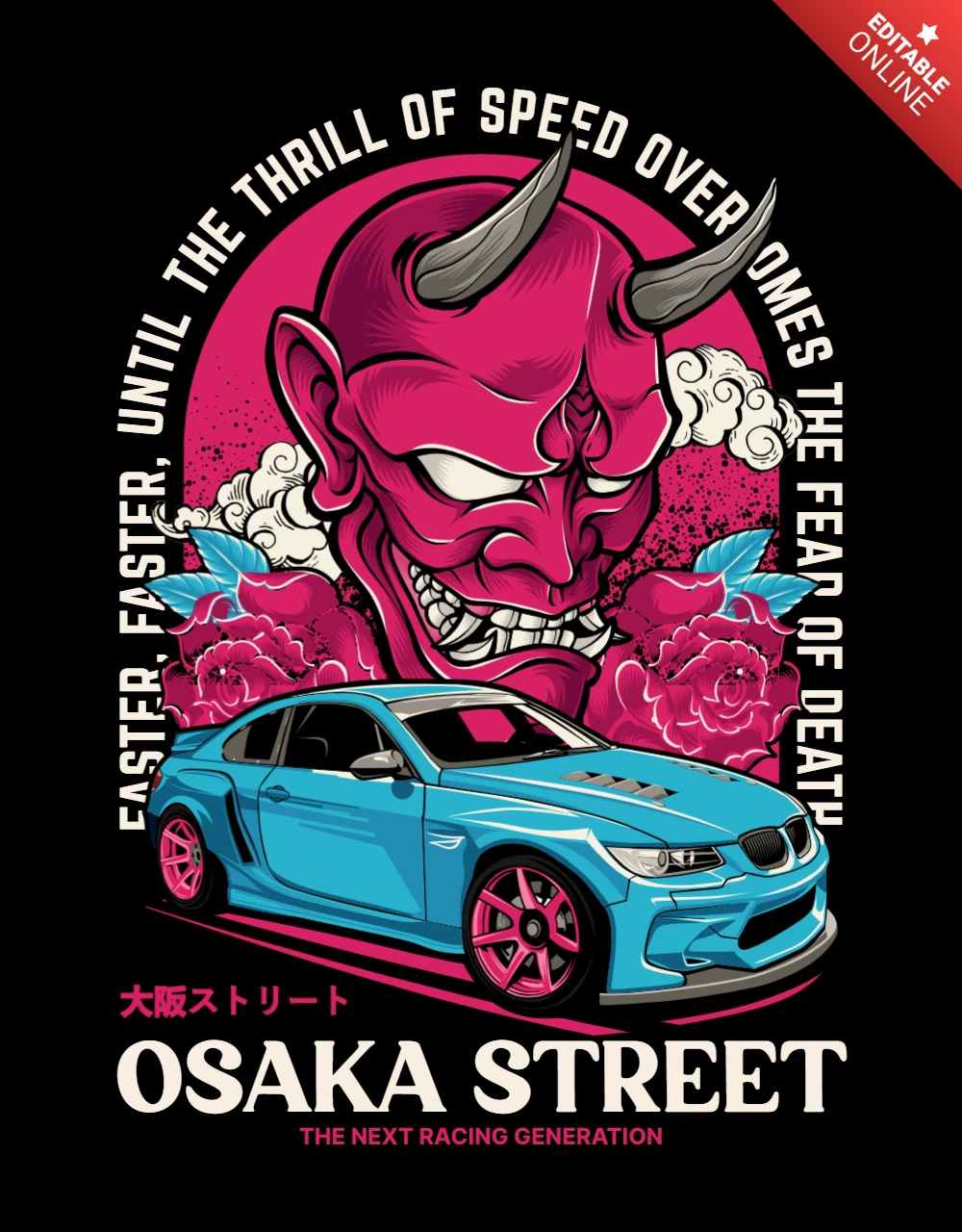 Osaka Street Car T-shirt Design Template