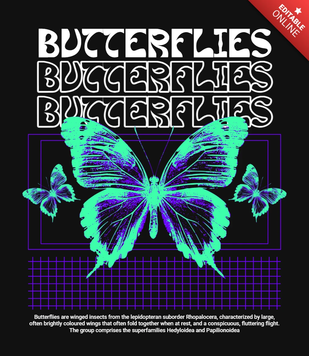 Butterfly Art Design Template for T-Shirt Printing