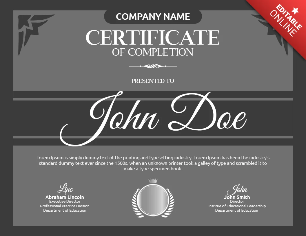 Elegant Vintage Frame Award Certificate Post Design Template