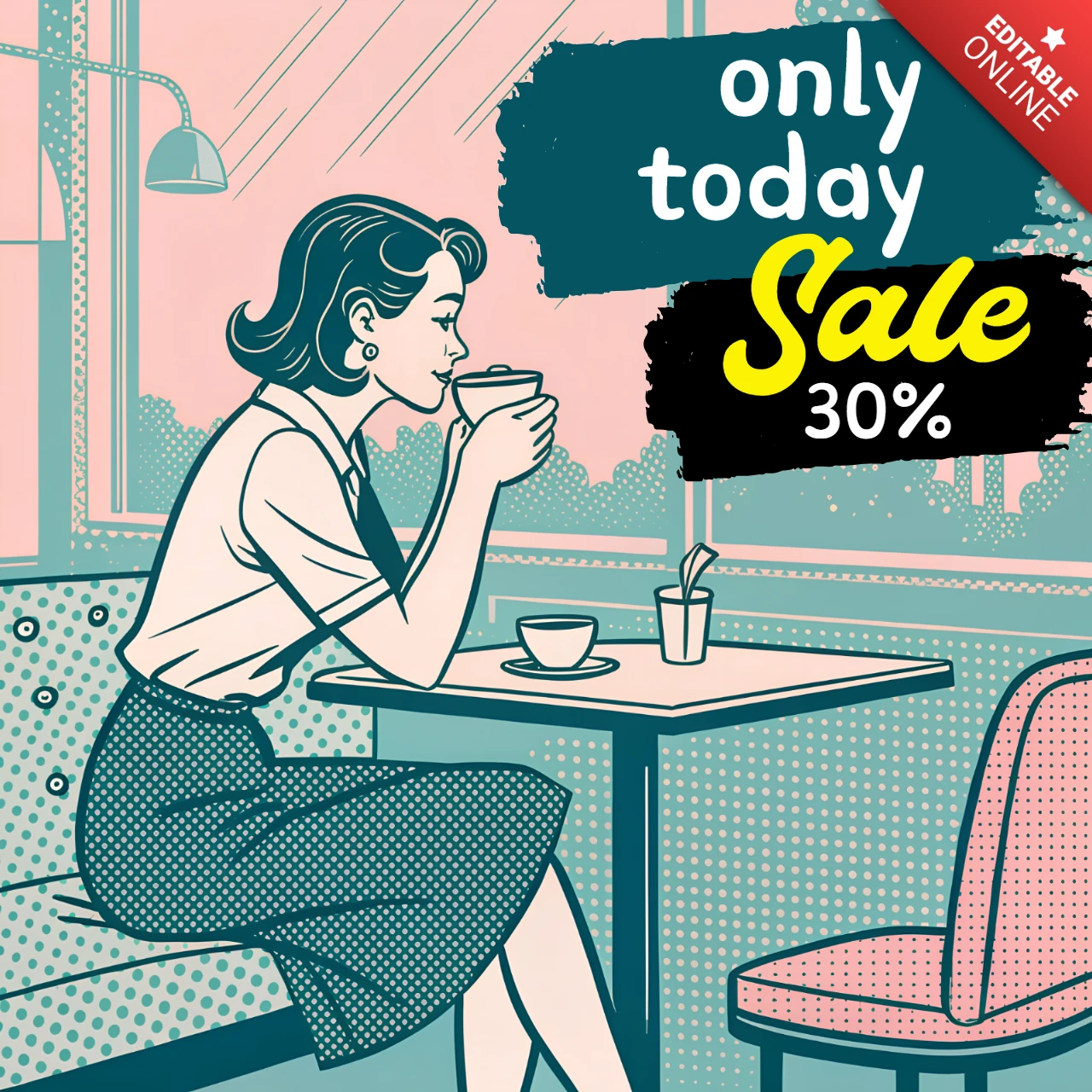 Modèle de design de vente de café rétro pour des flyers promotionnels