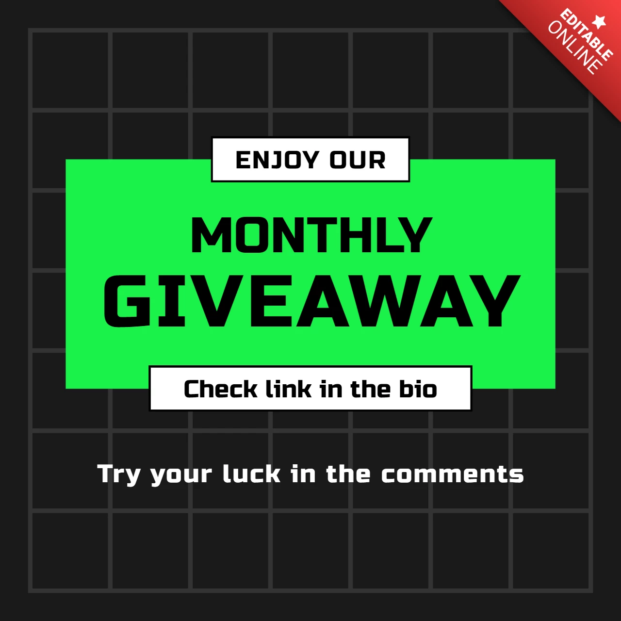 Plantilla de diseño de publicación de instagram de publicidad de sorteo mensual