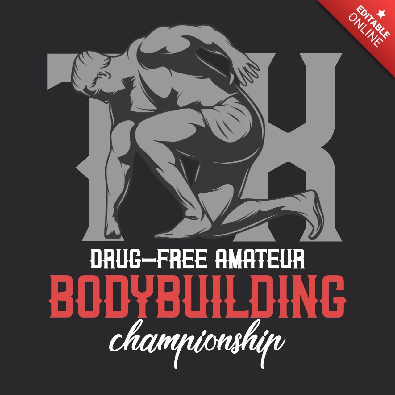 Ontwerpsjabloon t-shirt bodybuildingkampioenschap