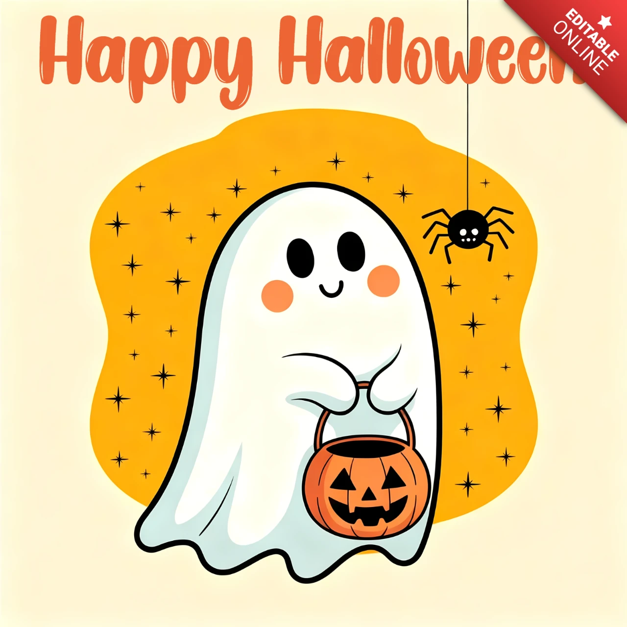 楽しいホリデーマーケティングテンプレートのためのかわいいデザインでハッピーハロウィン