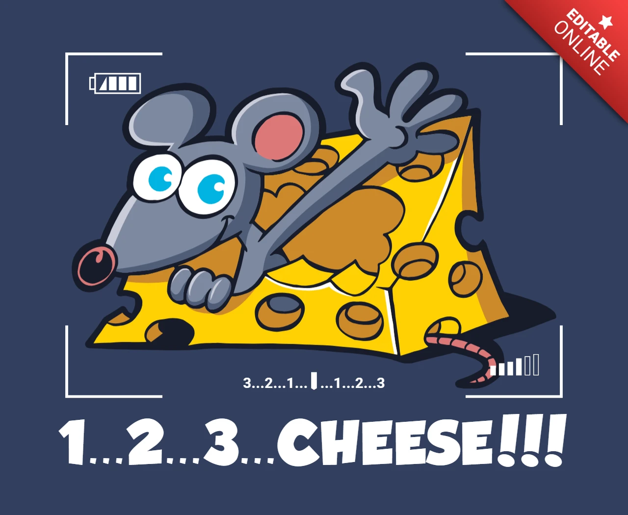 123 kaas met ratten fotografie t-shirt ontwerpsjabloon