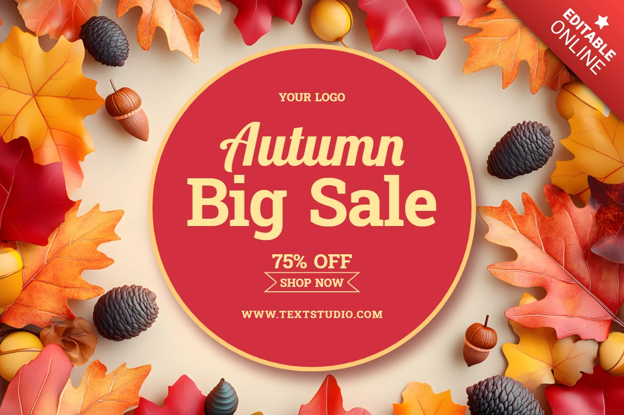 Template di design per la vendita autunnale con foglie colorate per volantini promozionali