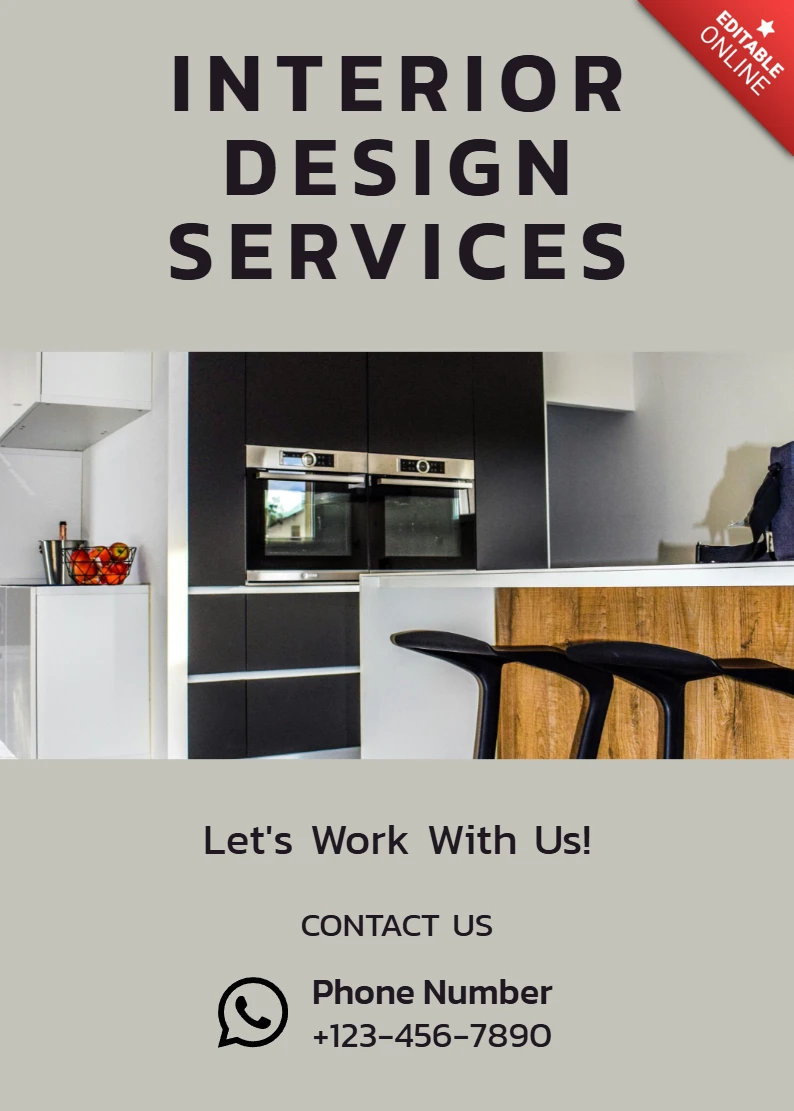 Modelo de design de interiores moderno para panfletos de serviço