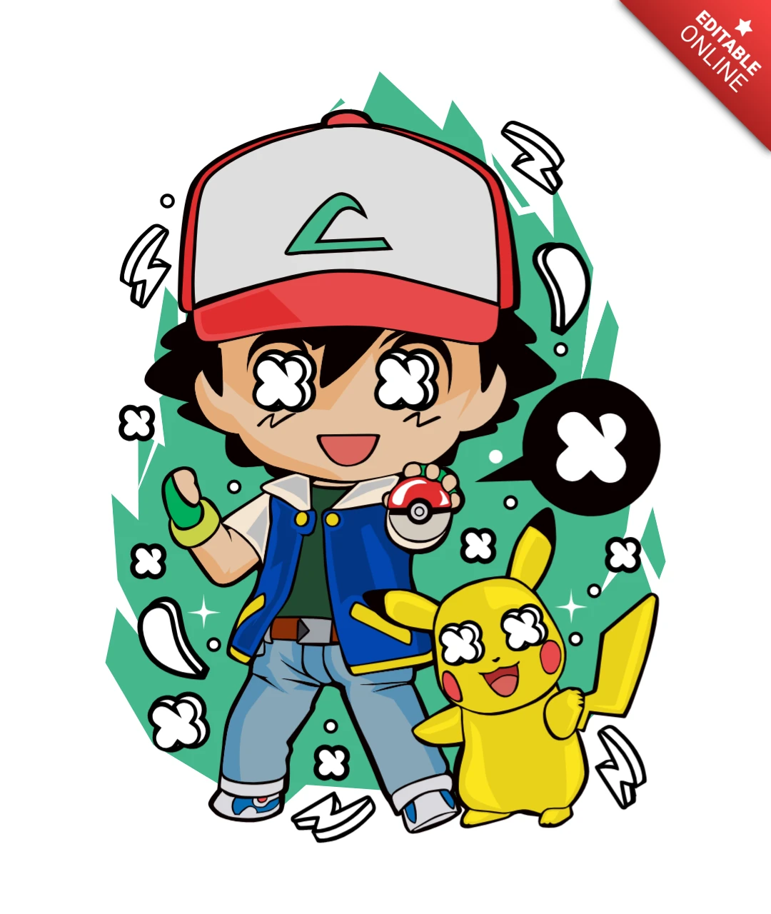Pikachu pokemon comic caricature pop culture modèle de t-shirt