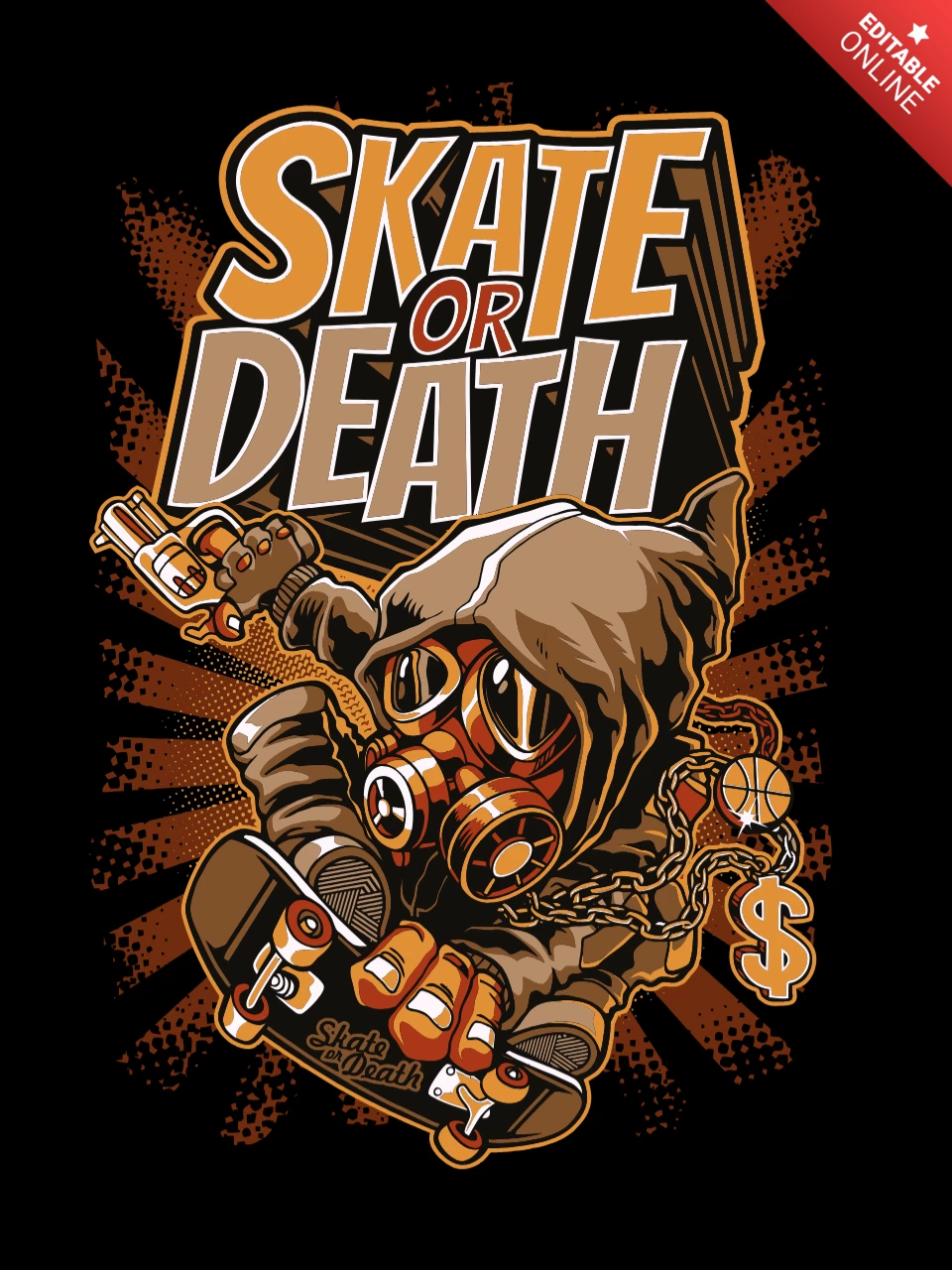 Modèle de t-shirt "Skate or death" (patinage ou mort)
