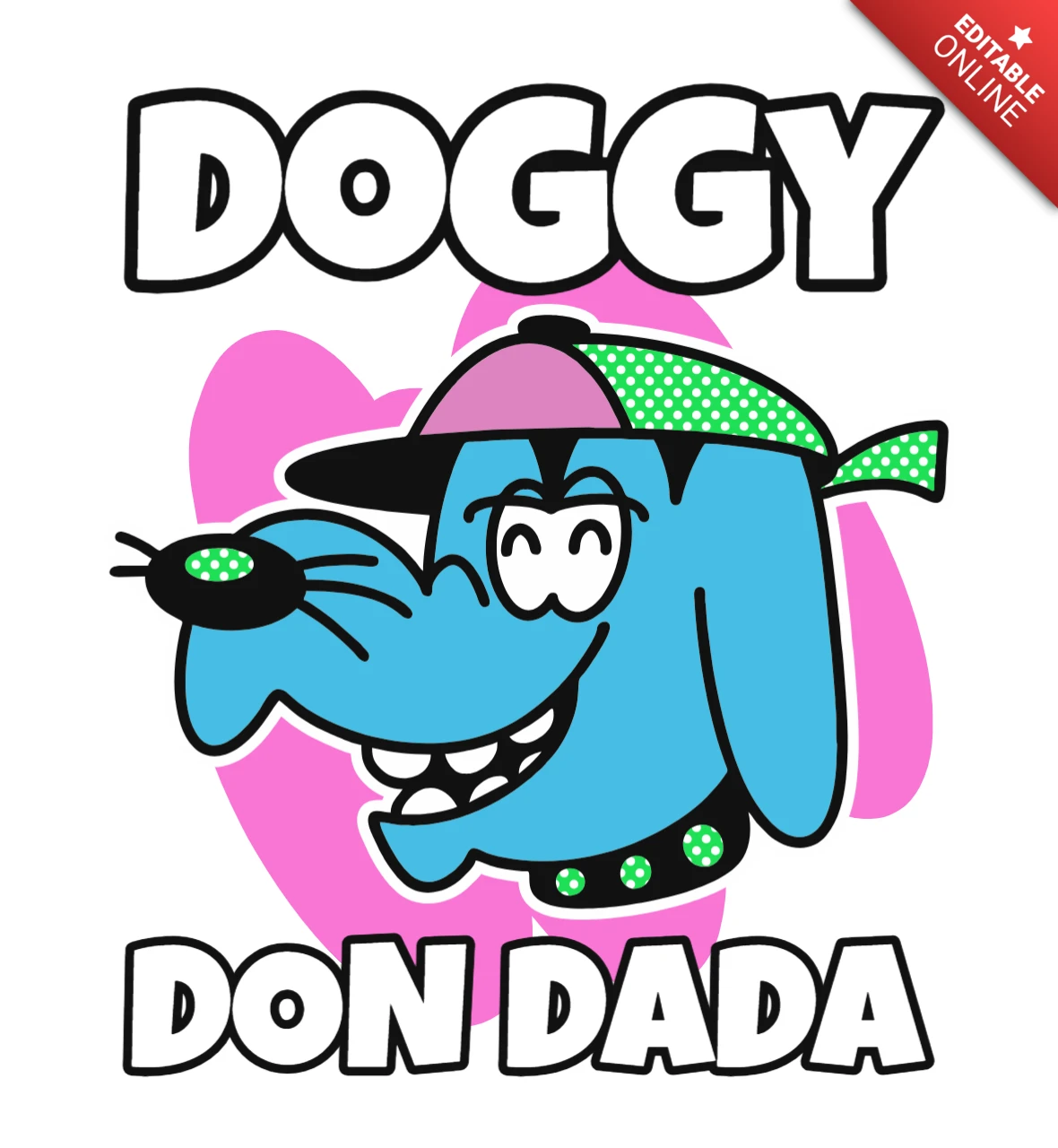 DOGGY DON DADA Funny Cartoon Dog With Swagger T-Shirt Design Template