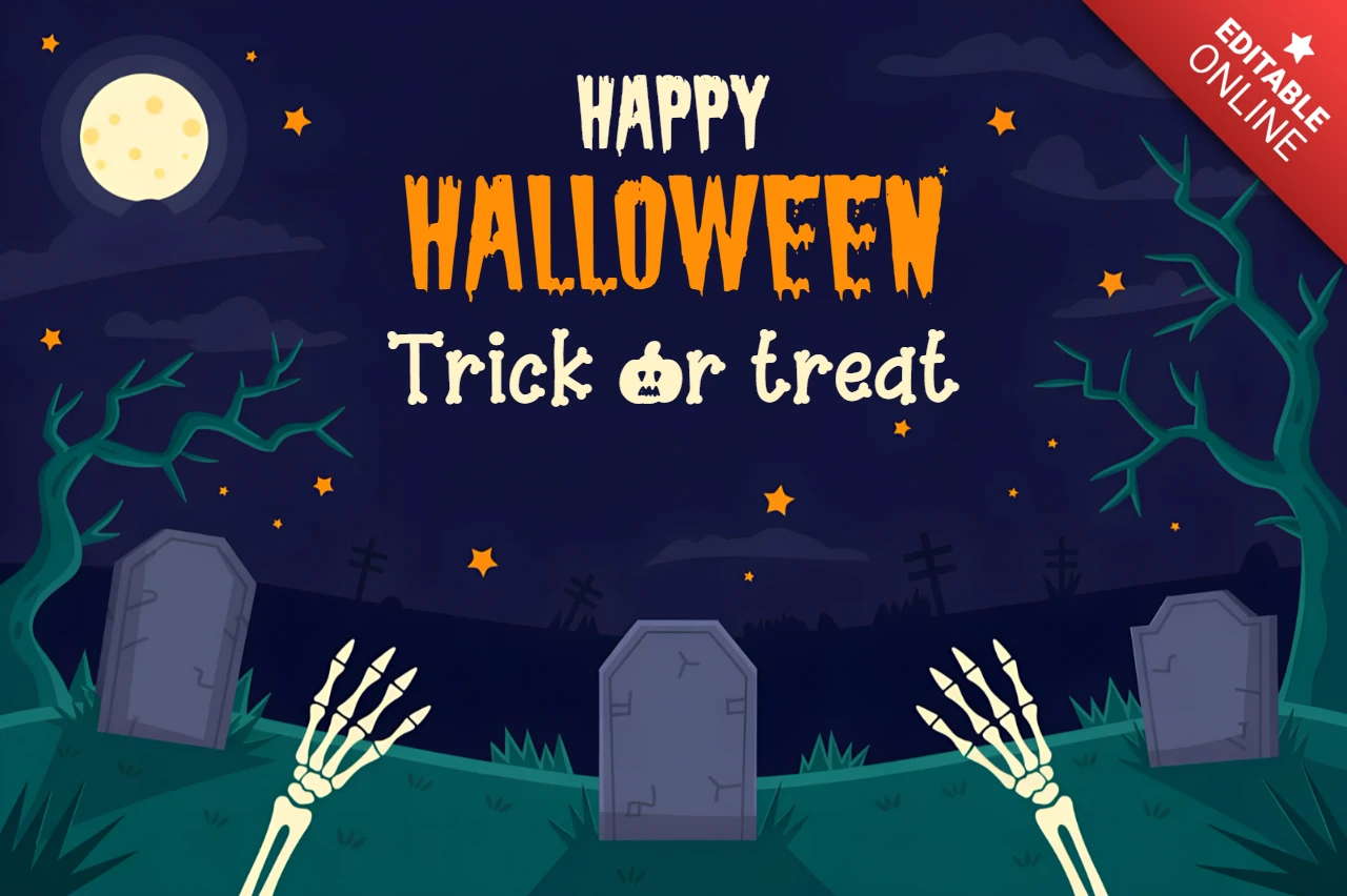 Spooky Halloween Design for Trick or Treat Flyers Template