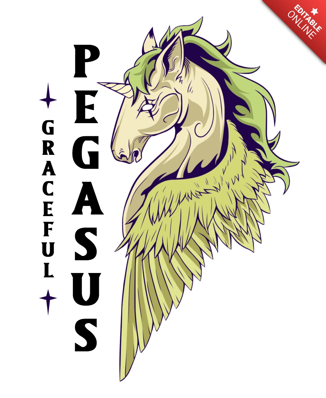 Modelo de design de pégaso gracioso: arte de fantasia elegante para projetos personalizados