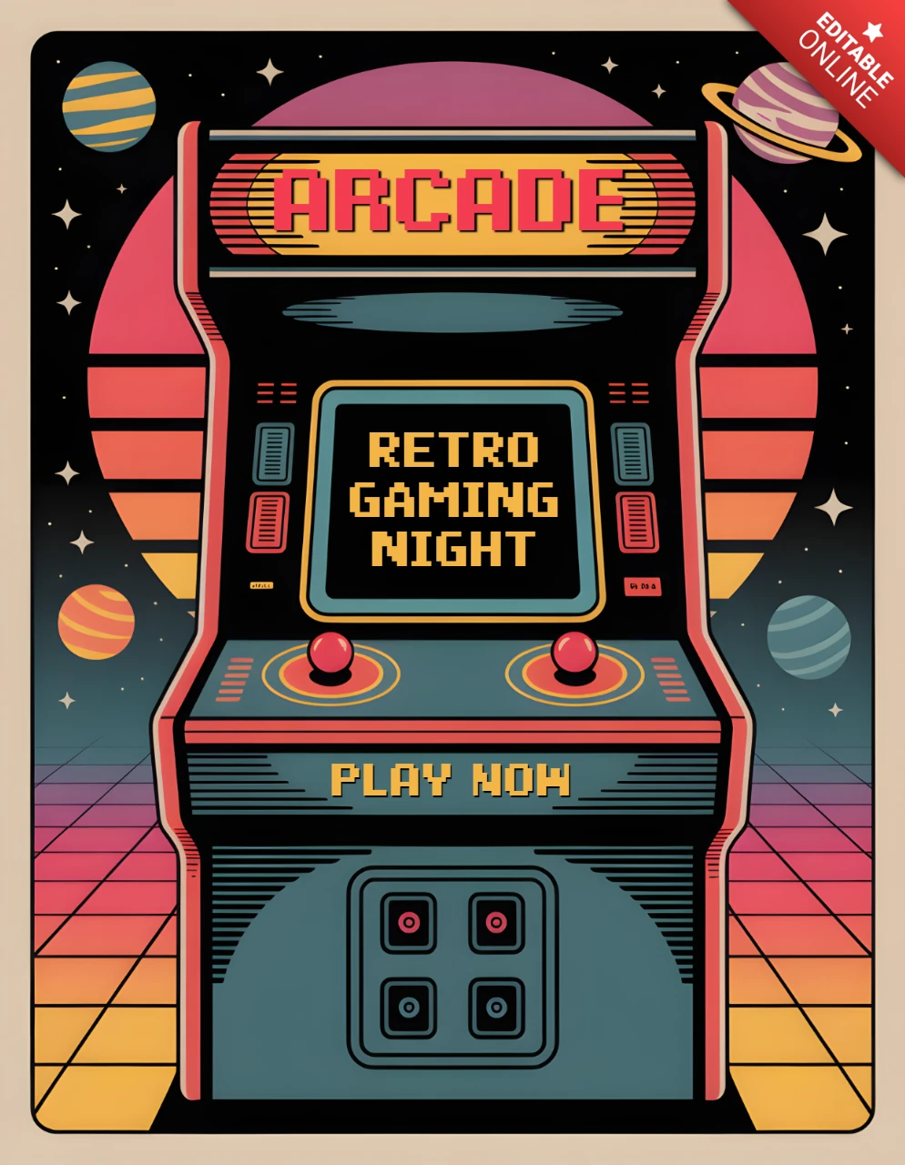 Retro Arcade Gaming Night Flyer Template Design