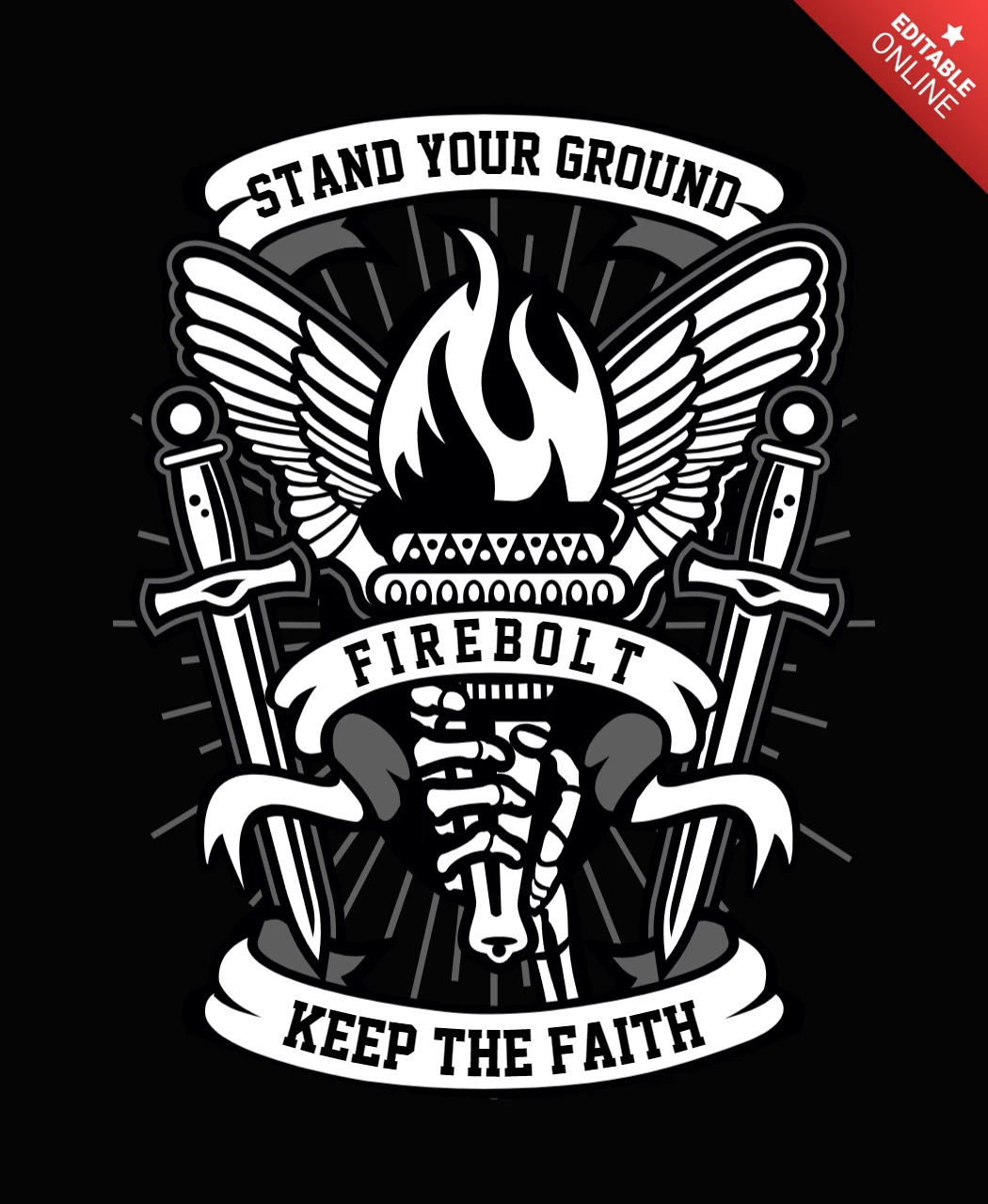 Modelo de design de camiseta "Stand your ground firebolt
