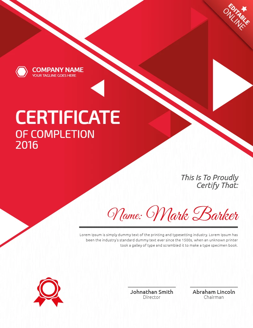 Certificado corporativo moderno abstracto plantilla de diseño de correos