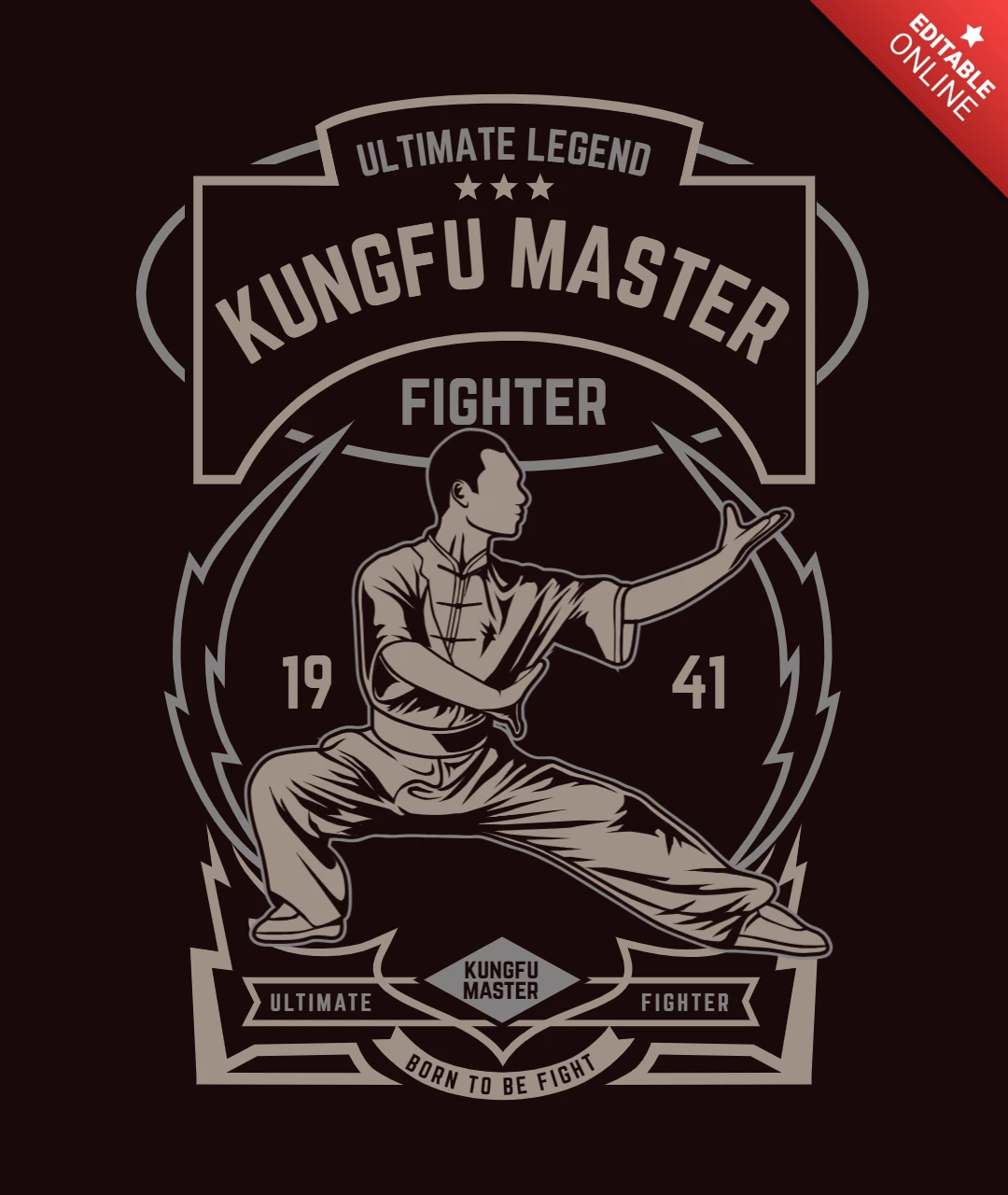Kungfu Master T-Shirt Design Template