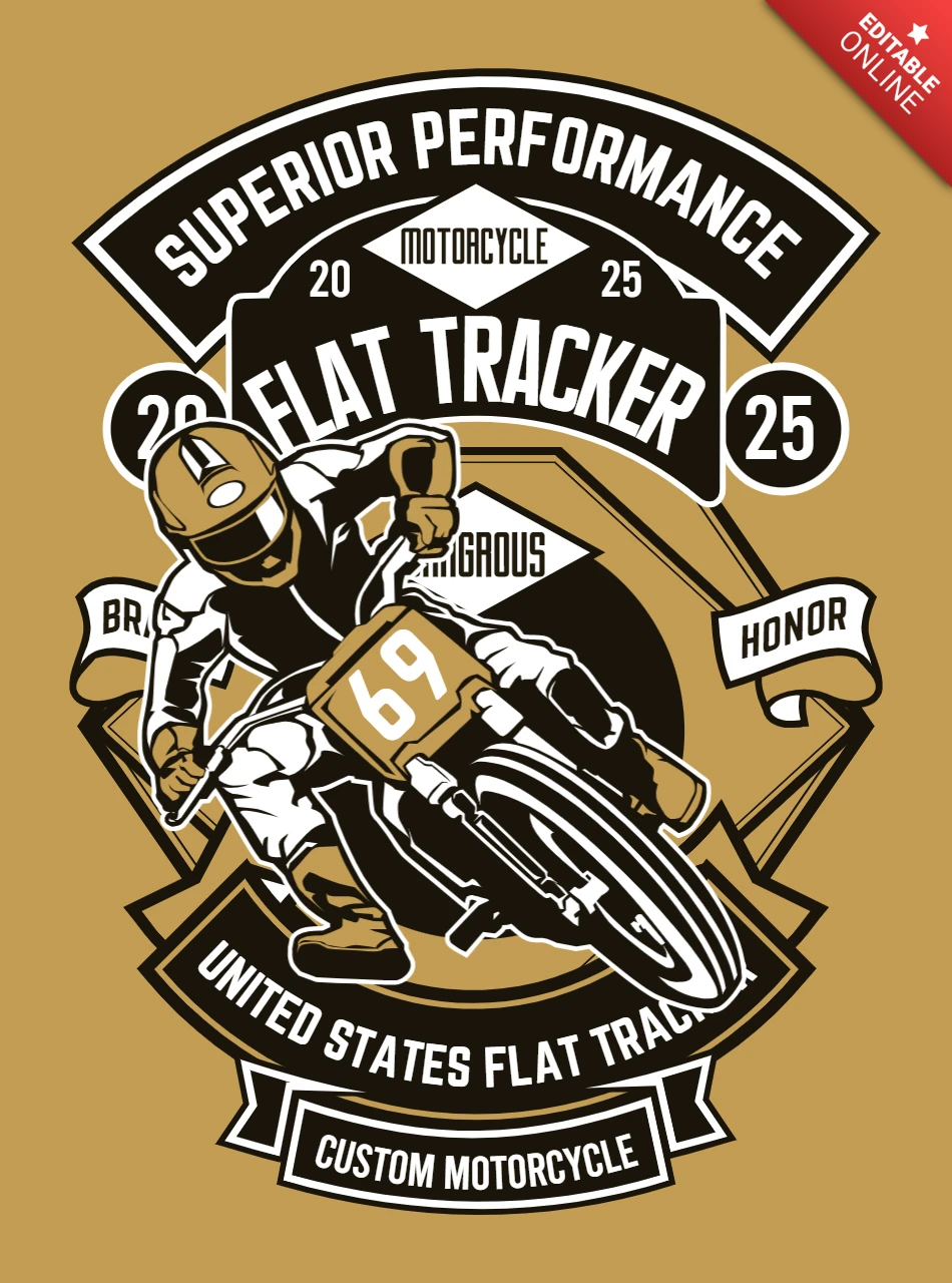 Flat track biker t-shirt ontwerpsjabloon