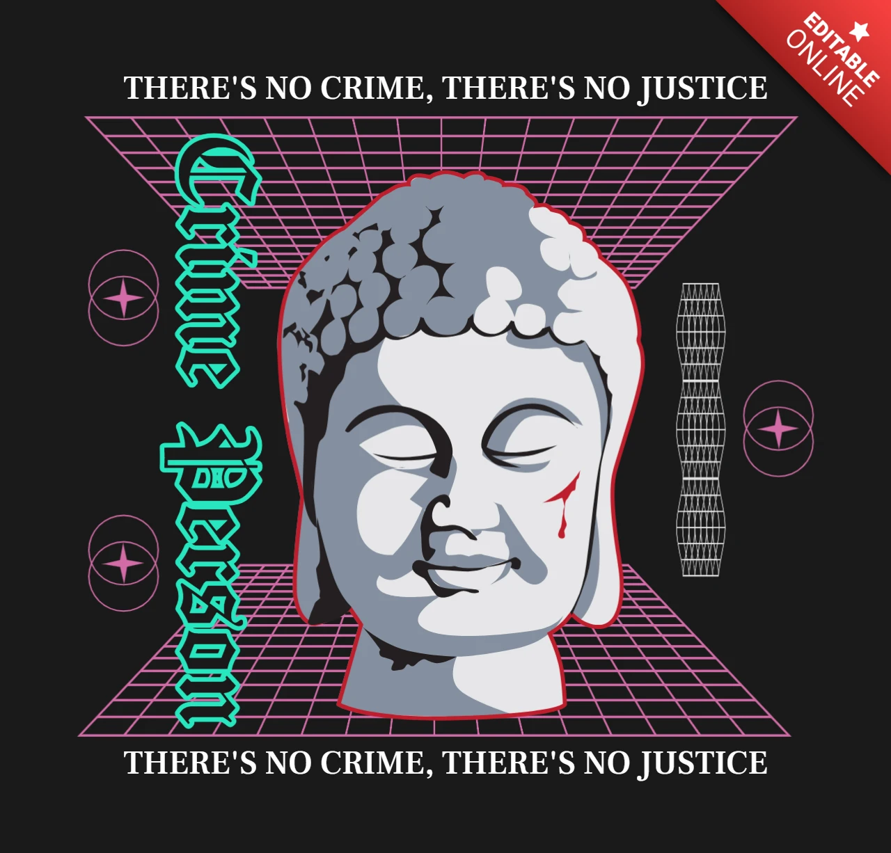 Retro Buddha Grafikdesign-Vorlage für Bekleidung