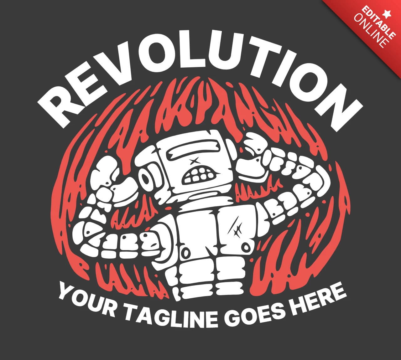 Revolution With Robot Vintage T-shirt Design Template
