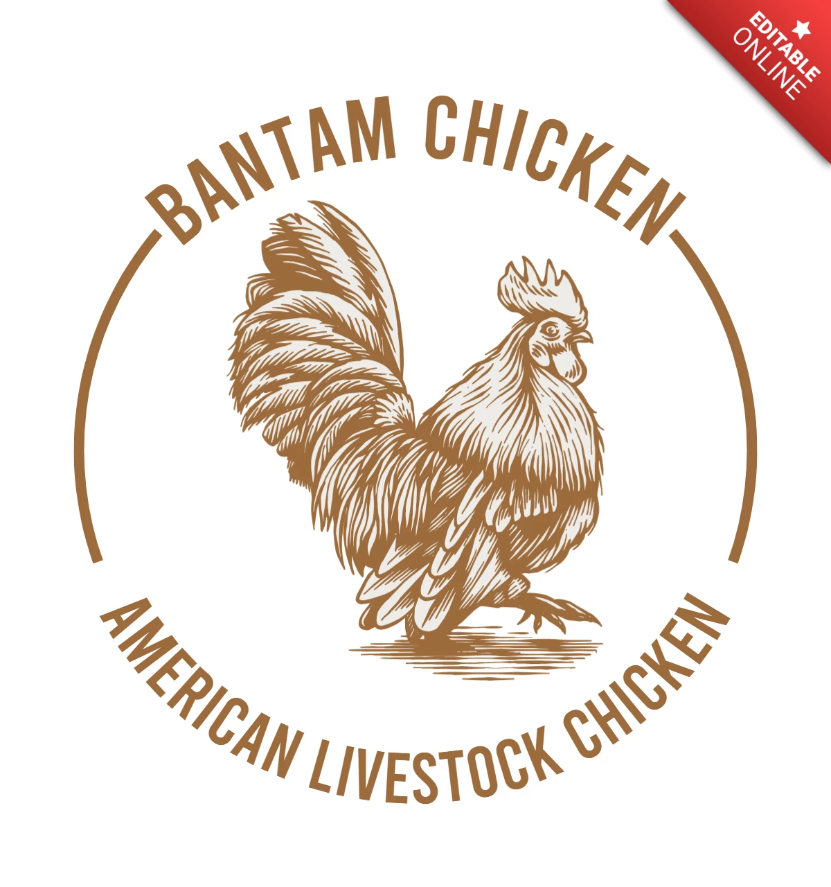 Bantam Chicken Logo Design Template