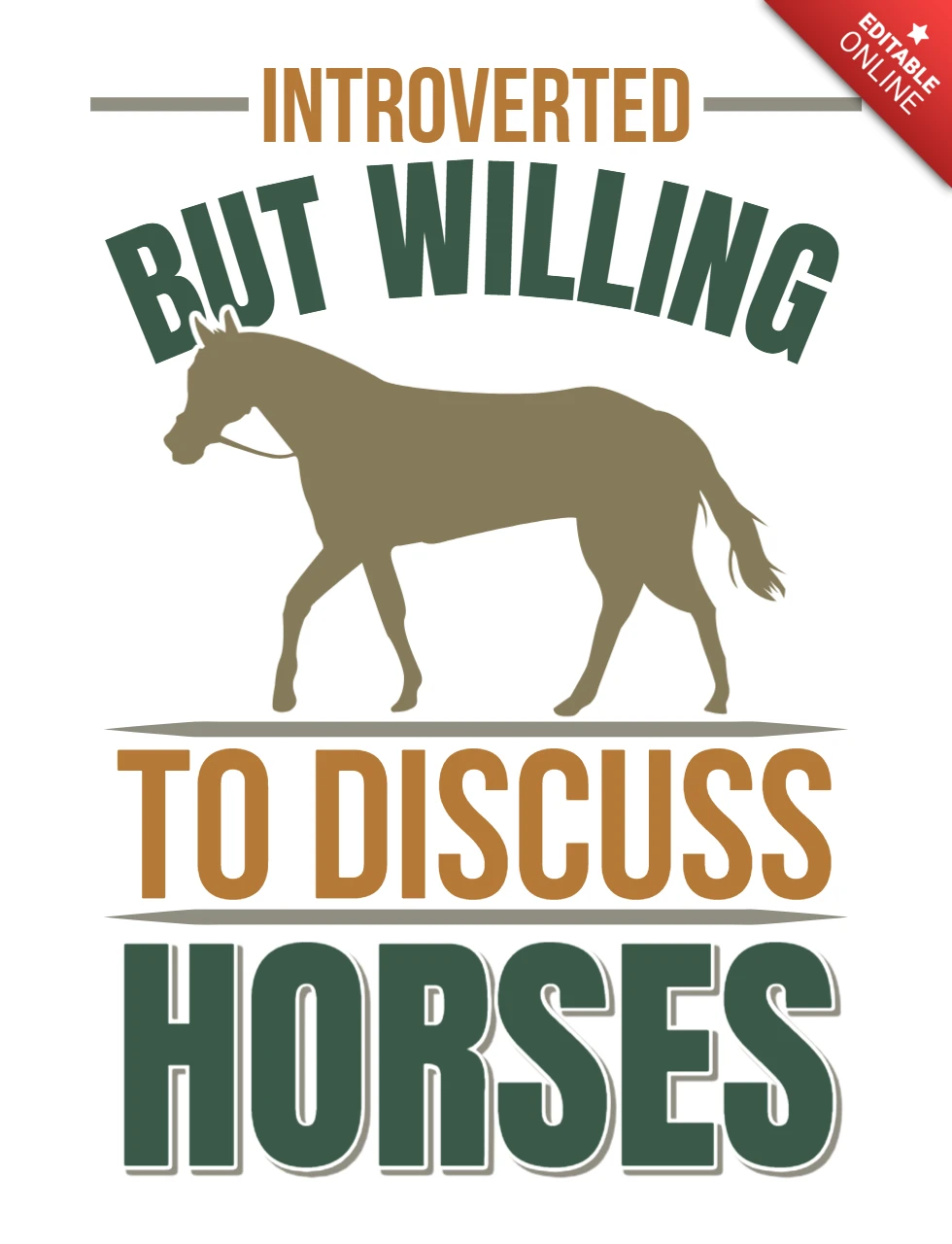 Introverte paardenliefhebber ontwerp sjabloon: bewerkbare grafiek voor paardenliefhebbers