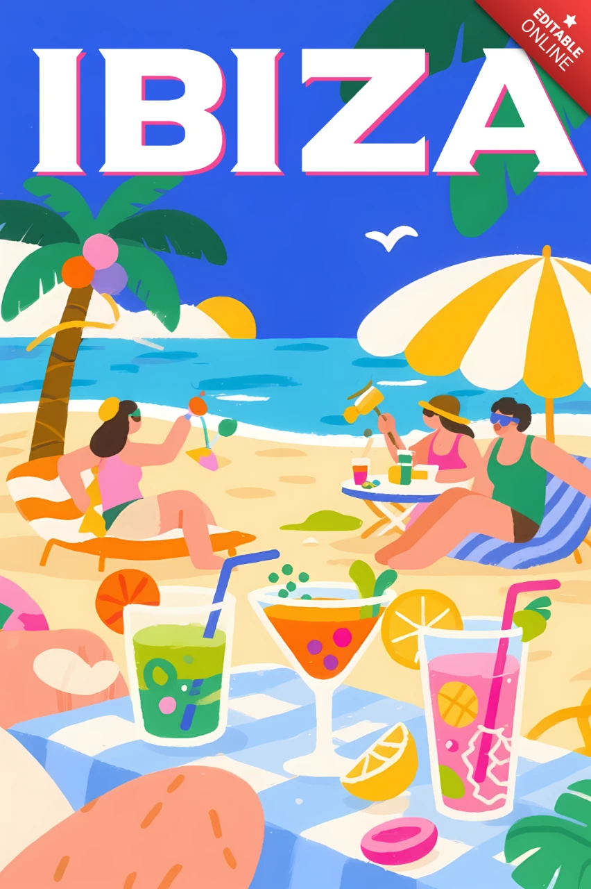 Beach Party Design Template for Ibiza Summer Vibes